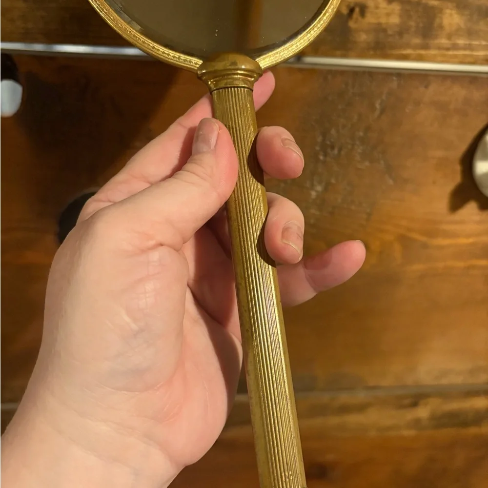 Vintage Brass Handheld French Design Mirror